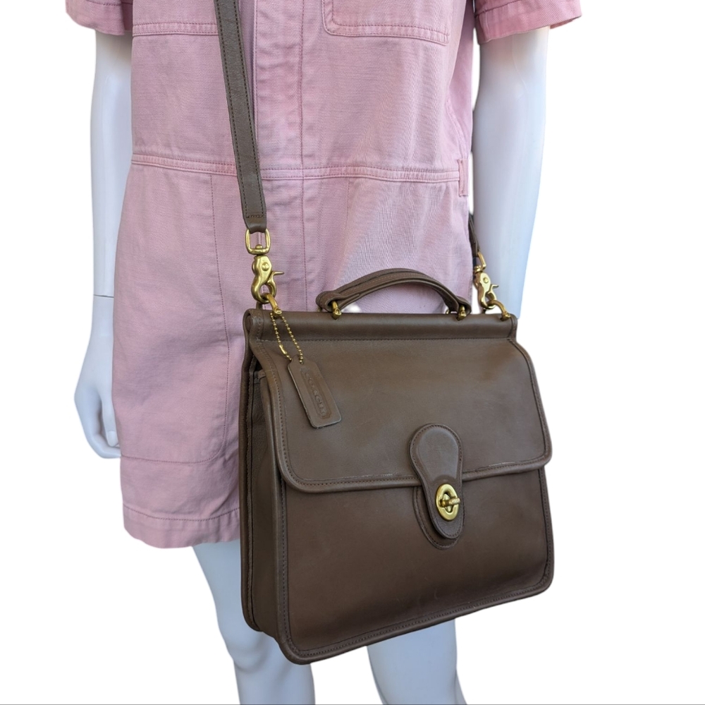 Coach Taupe Leather Top Handle Crossbody Bag with Gold Hardware - Picture 2 of 15